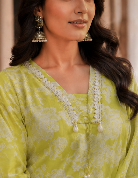 Lime Petal Luxe Kurta Set