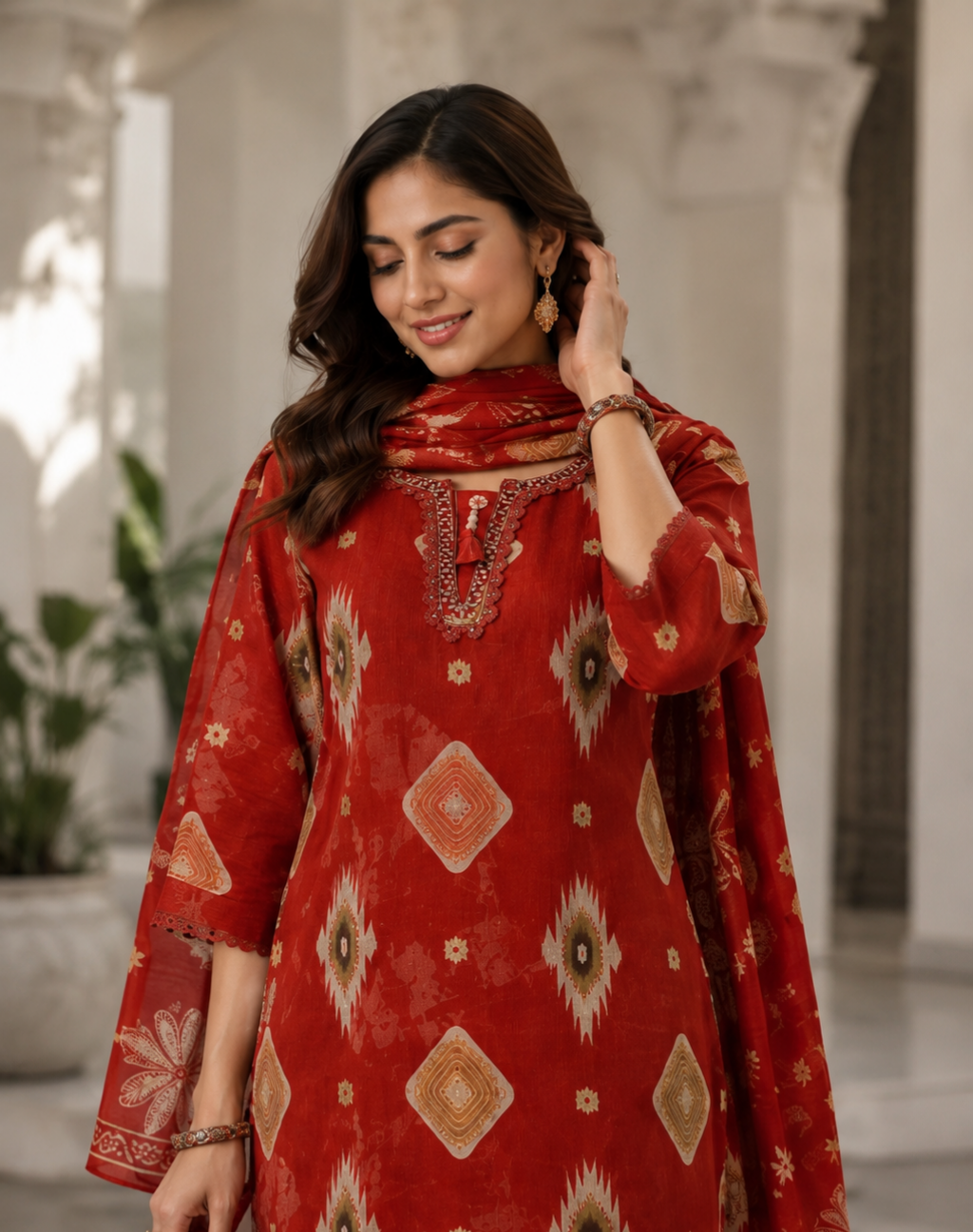 Royal Heritage Red Kurta Set