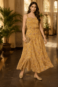 Golden Bloom Floral Maxi Dress