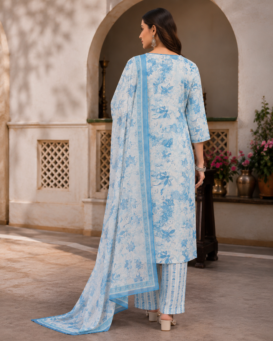 Sky Blossom Floral Kurta Set