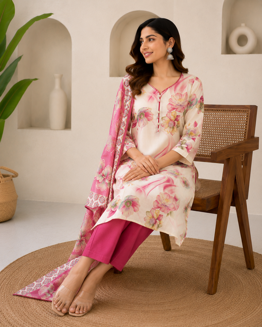 Rosewater Floral Charm Kurta Set