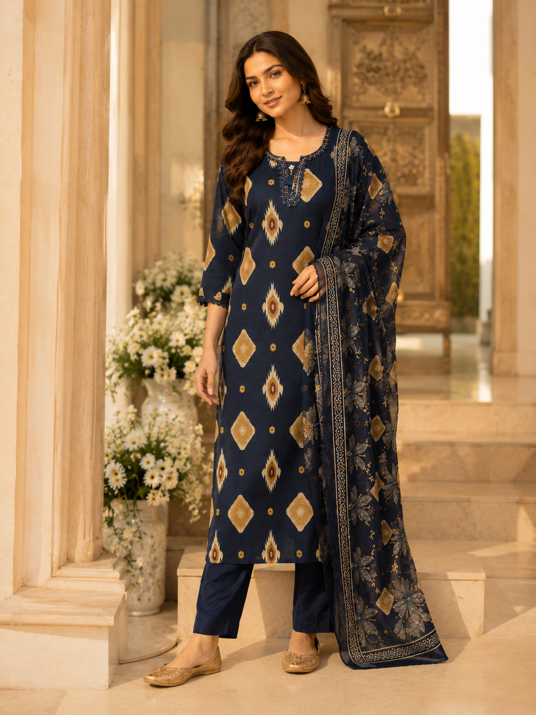 Midnight Ikat Grace Kurti Set