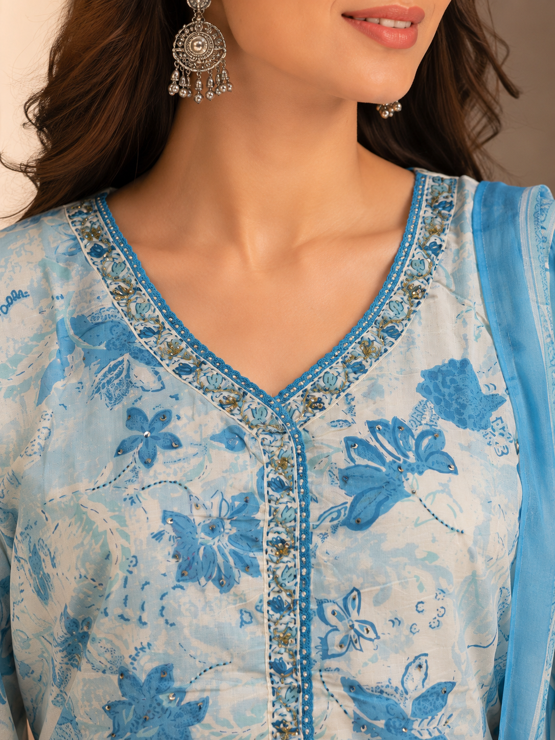 Sky Blossom Floral Kurta Set