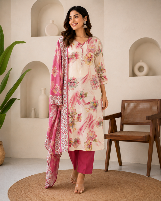 Rosewater Floral Charm Kurta Set