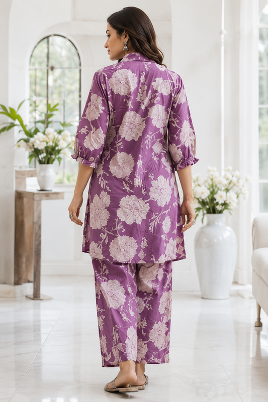 Light Purple Bloom Luxe Co-Ord Set