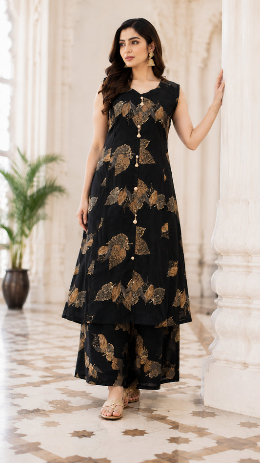 Midnight Leaf Elegance Co-Ord Set