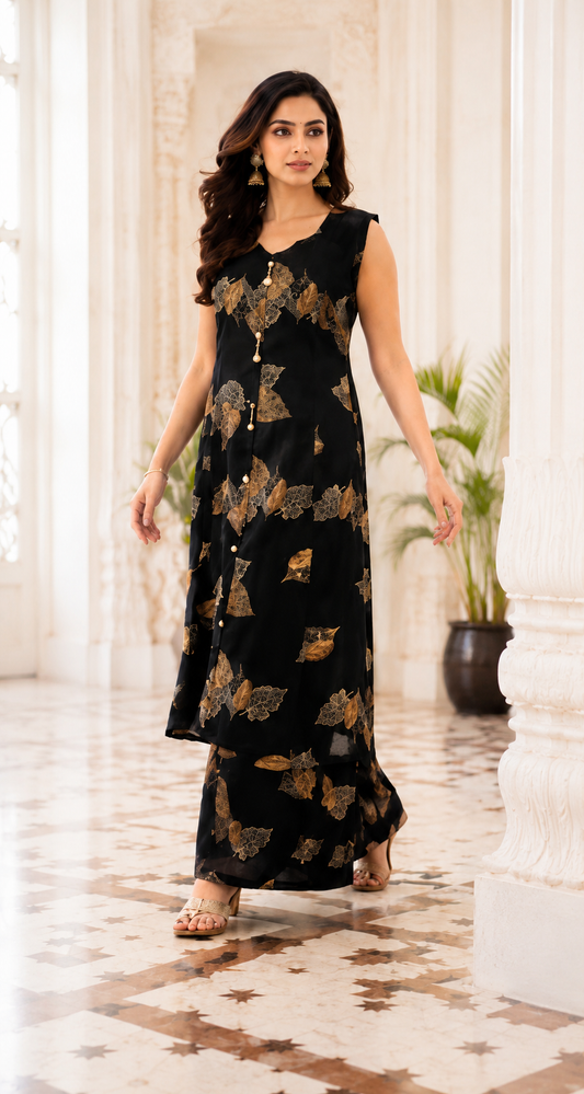 Midnight Leaf Elegance Co-Ord Set