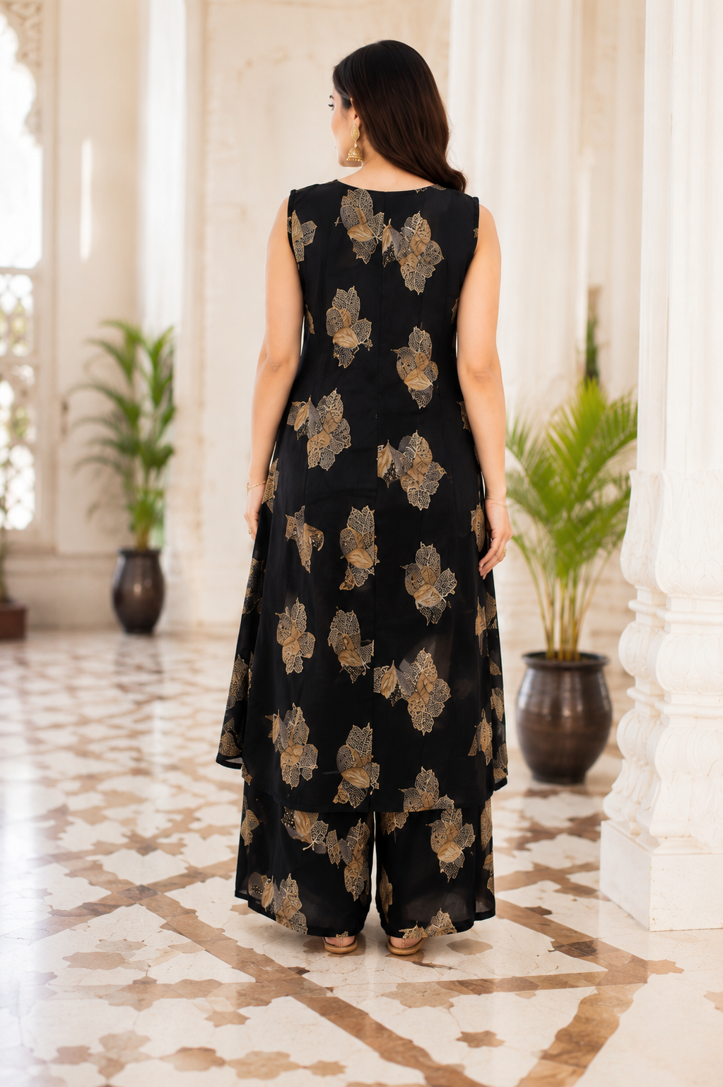 Midnight Leaf Elegance Co-Ord Set