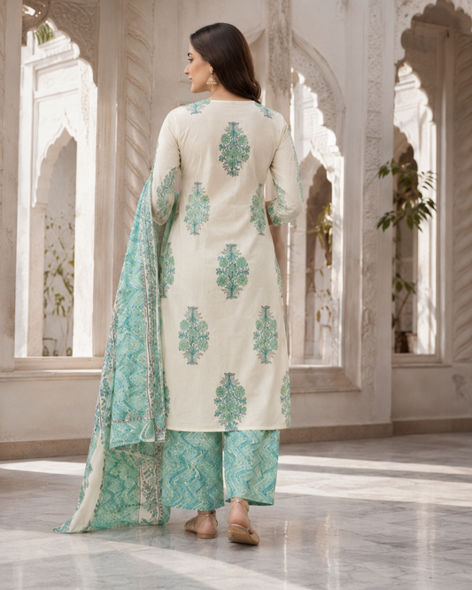 Aqua Garden Elegance Kurti Set