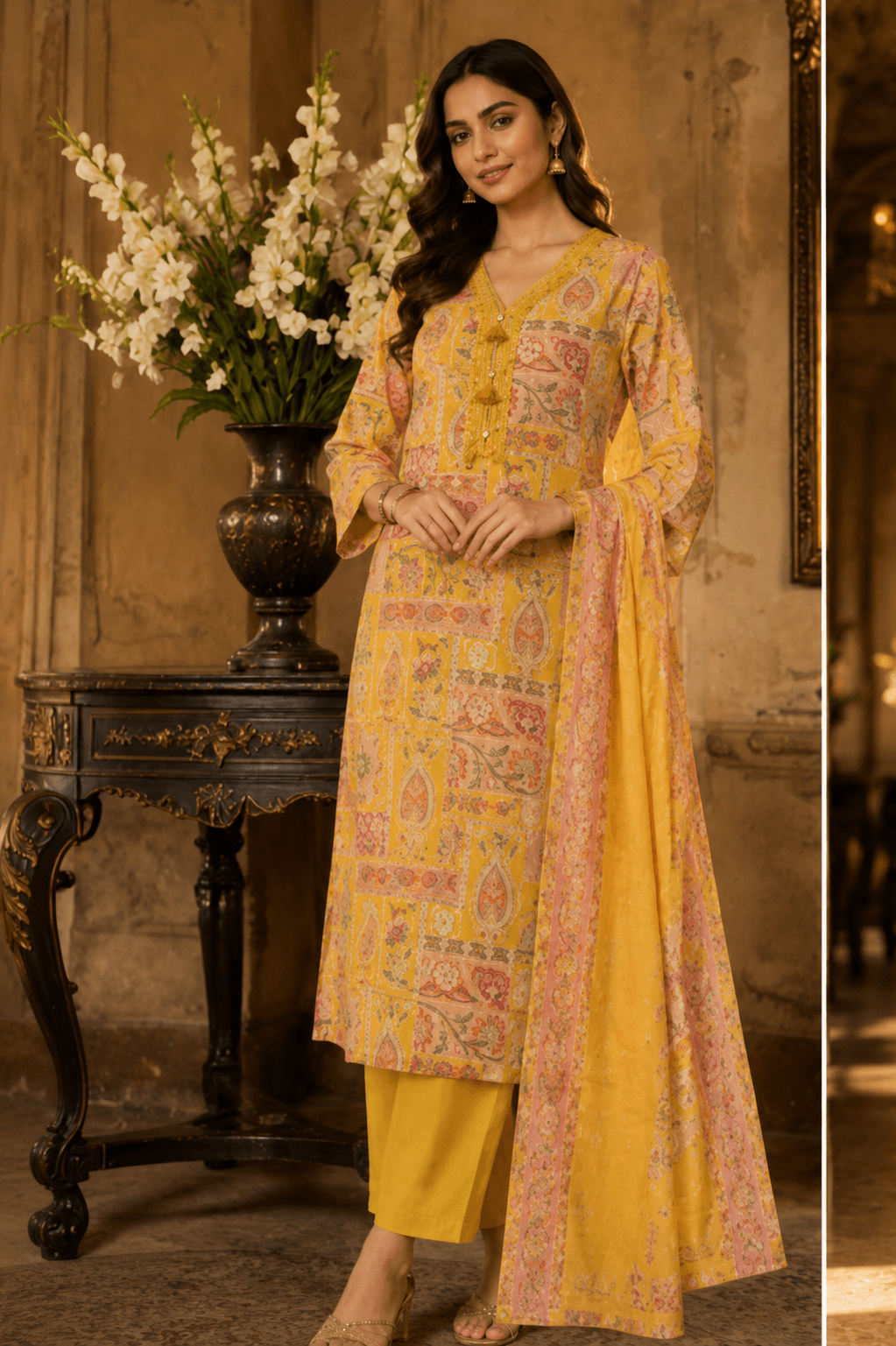 Golden Patchwork Grace Kurta Set