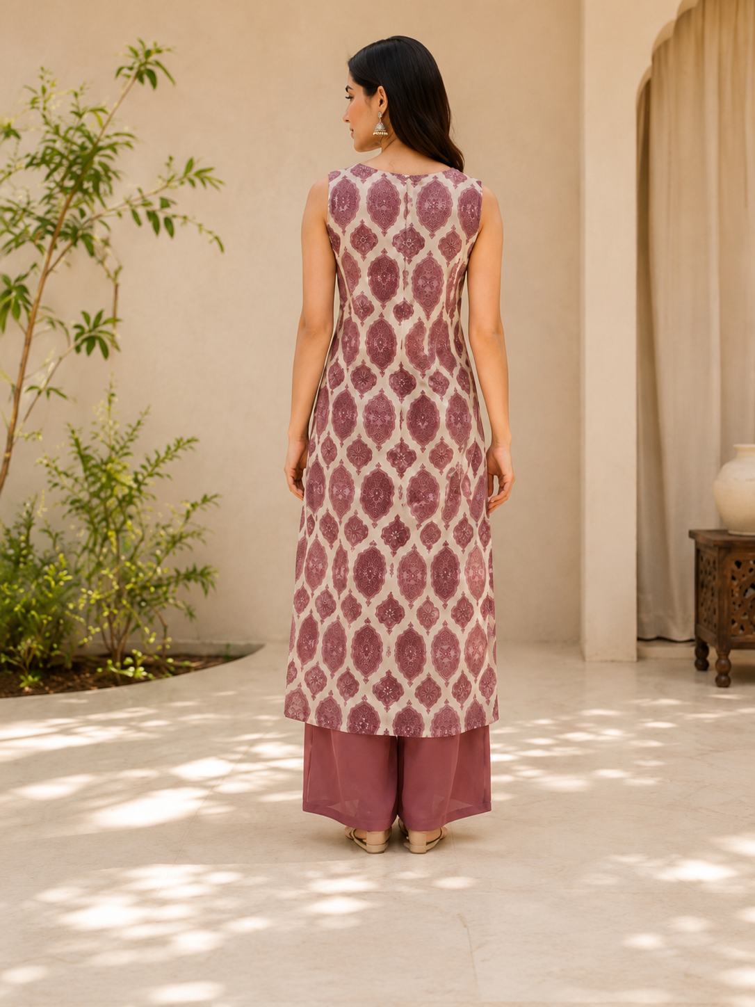 Meher Mauve Sleeveless Kurta Set