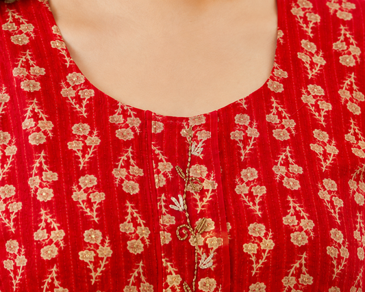 Shagun Red Printed Kurta Set