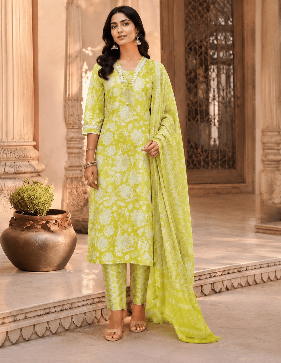 Lime Petal Luxe Kurta Set