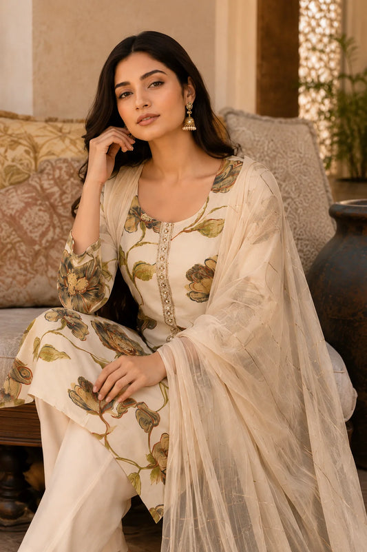 Floral Printed Kurti Set