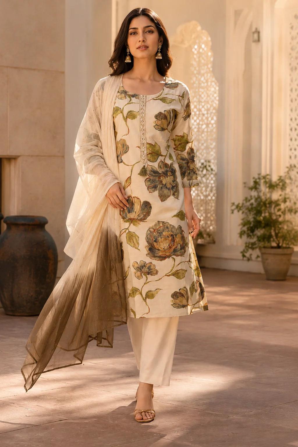 Floral Printed Kurti Set
