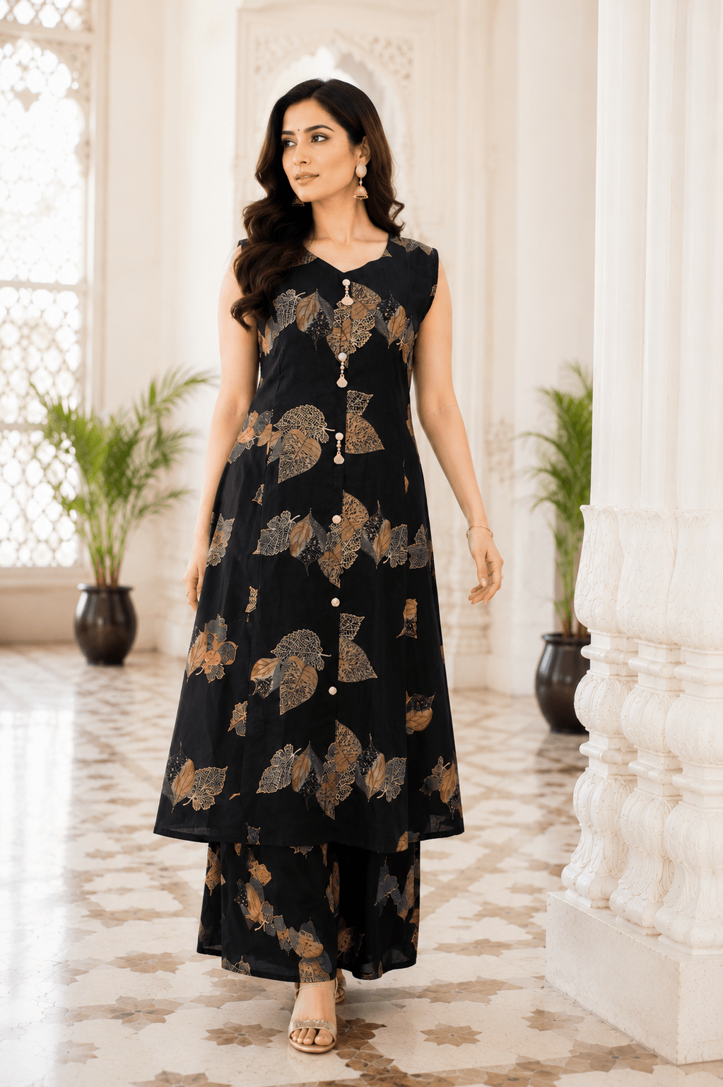 Midnight Leaf Elegance Co-Ord Set