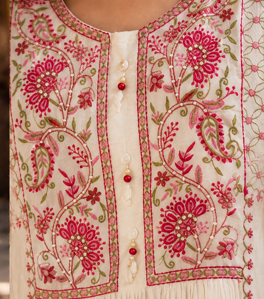 Gulnaar White Anarkali Set