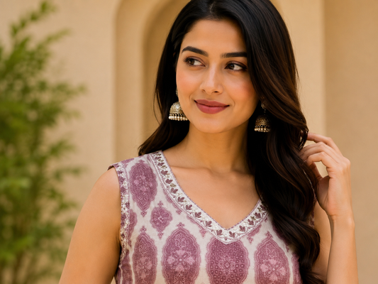 Meher Mauve Sleeveless Kurta Set