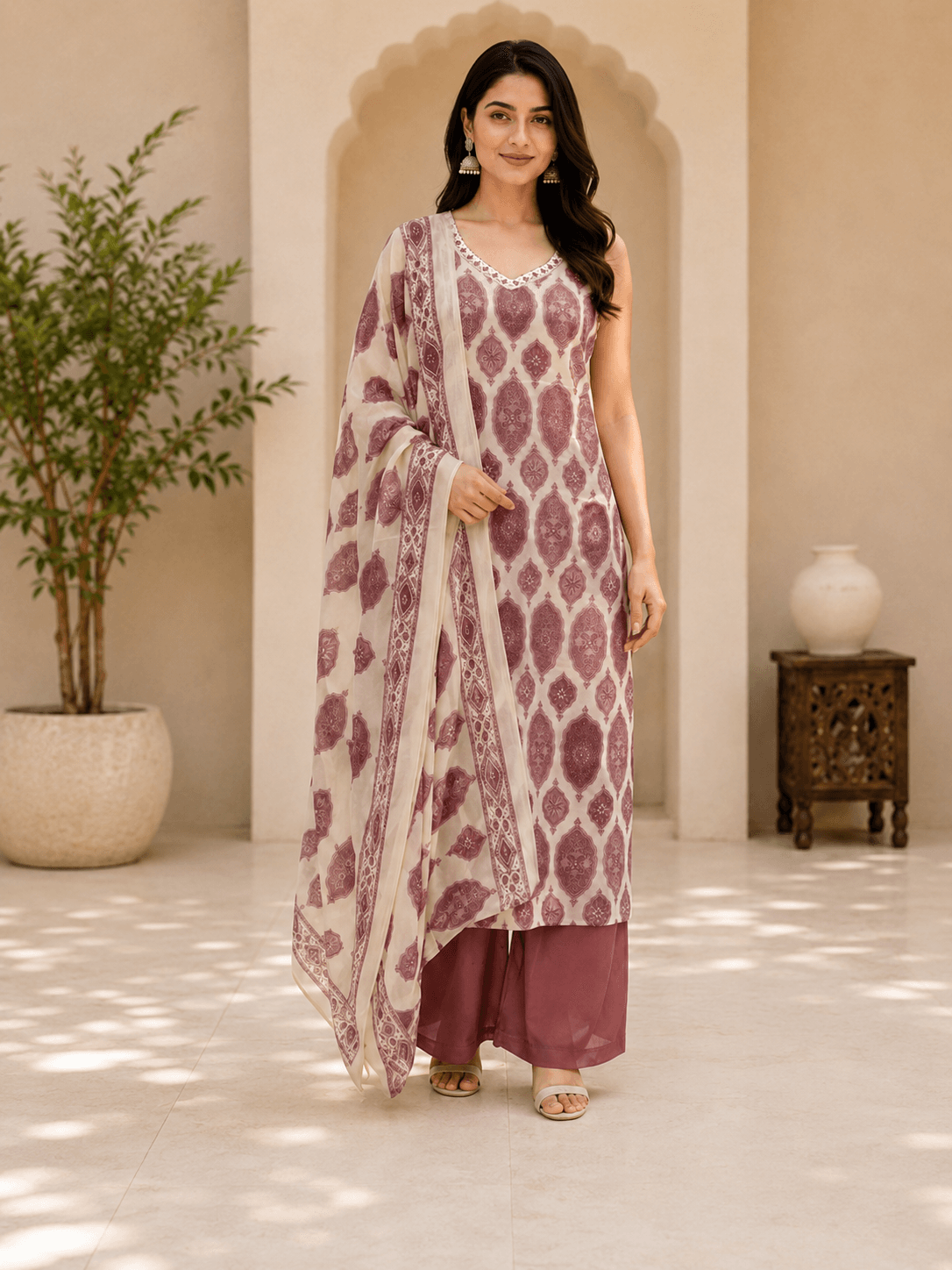 Meher Mauve Sleeveless Kurta Set