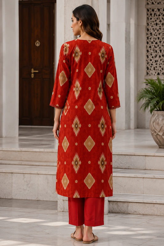Royal Heritage Red Kurta Set