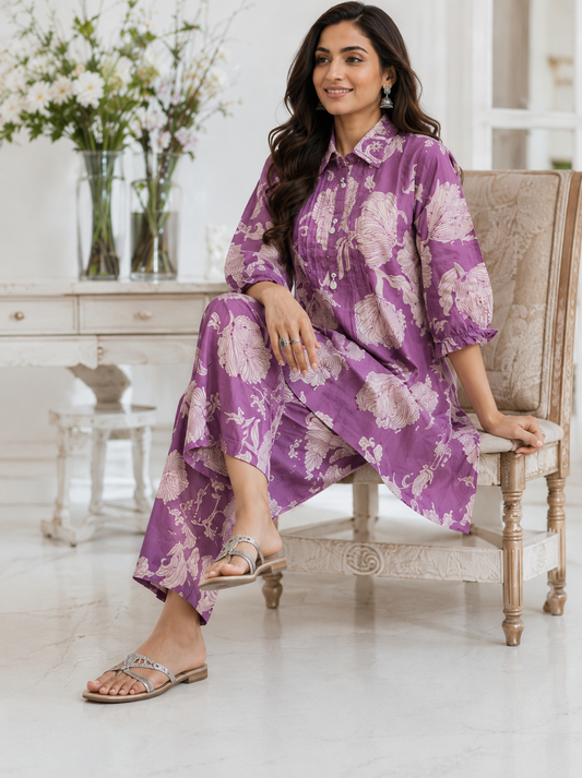 Light Purple Bloom Luxe Co-Ord Set