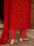 Ruby Blossom Mirror Work Sleeveless Kurti Set