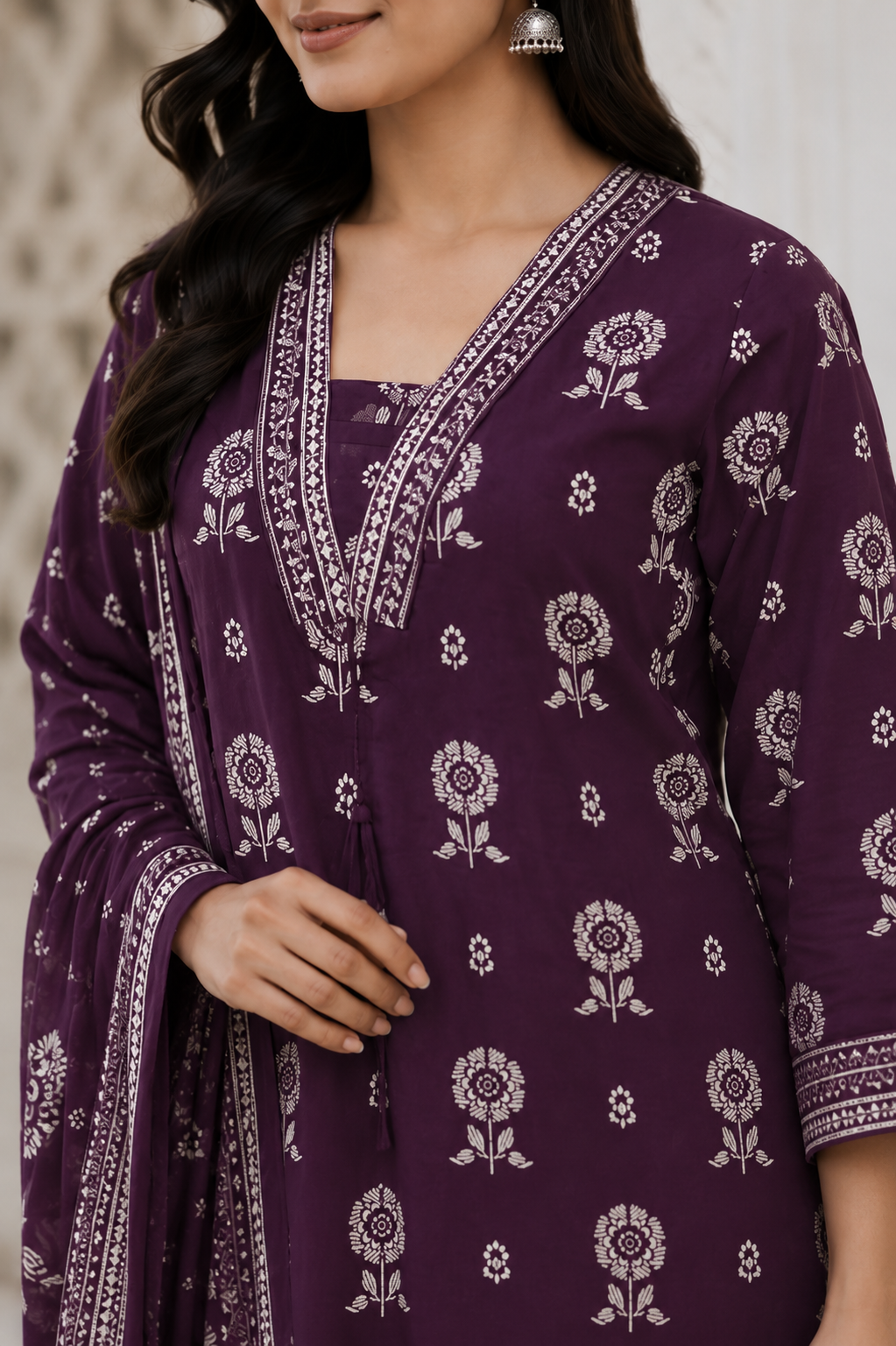 Purple Heritage Kurta Palazzo Set