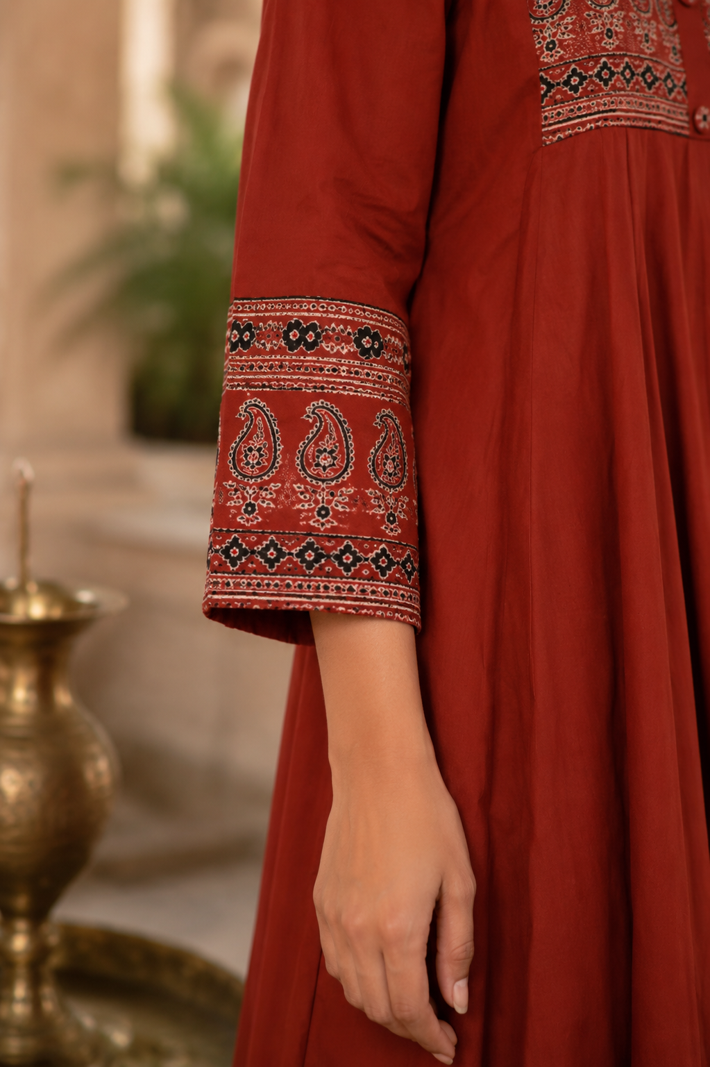 Jaipuri Rust Grace Anarkali Set