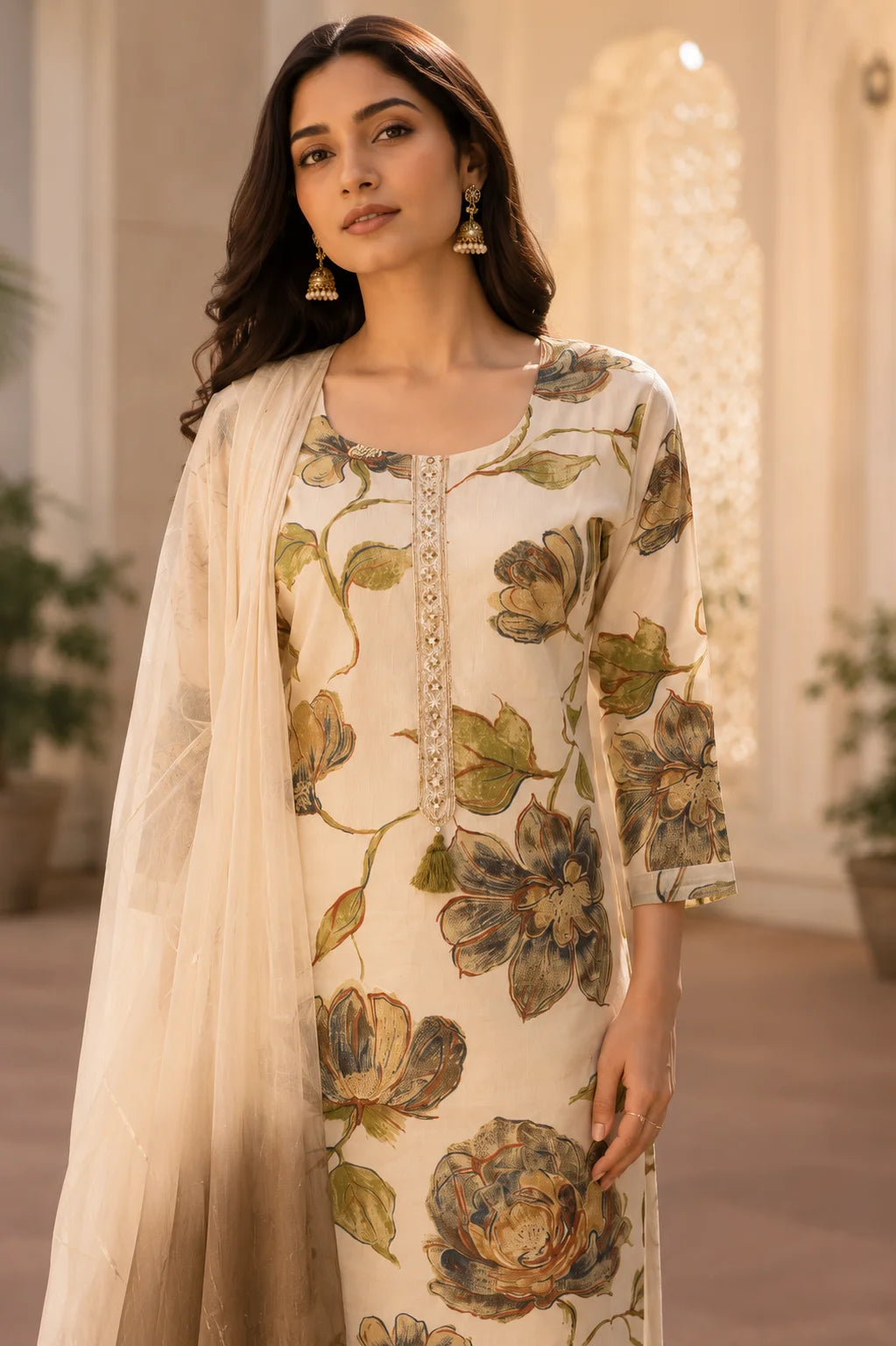 Floral Printed Kurti Set