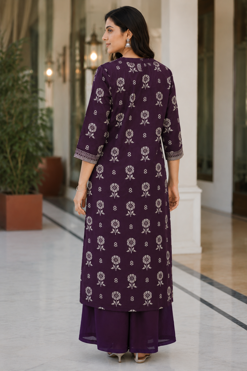 Purple Heritage Kurta Palazzo Set