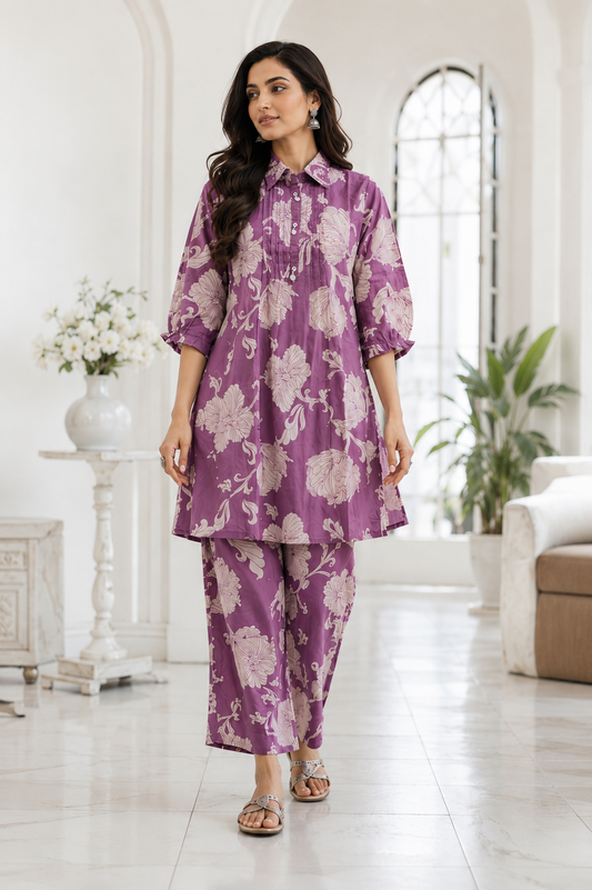 Light Purple Bloom Luxe Co-Ord Set