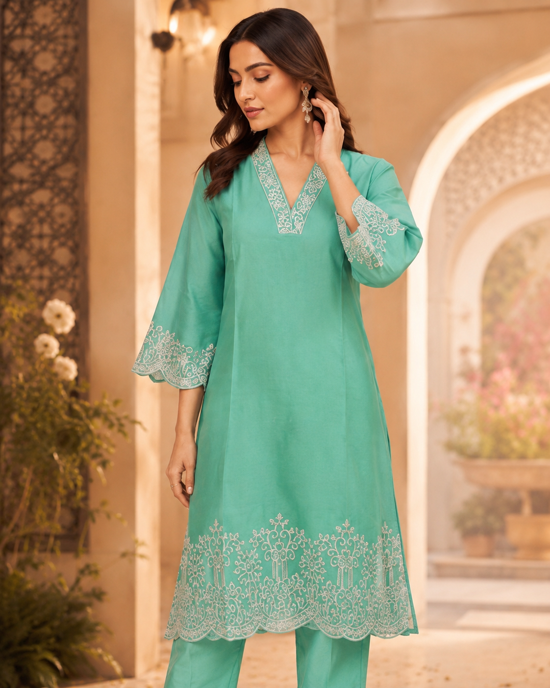 Mint Grace Embroidered Co-Ord Set