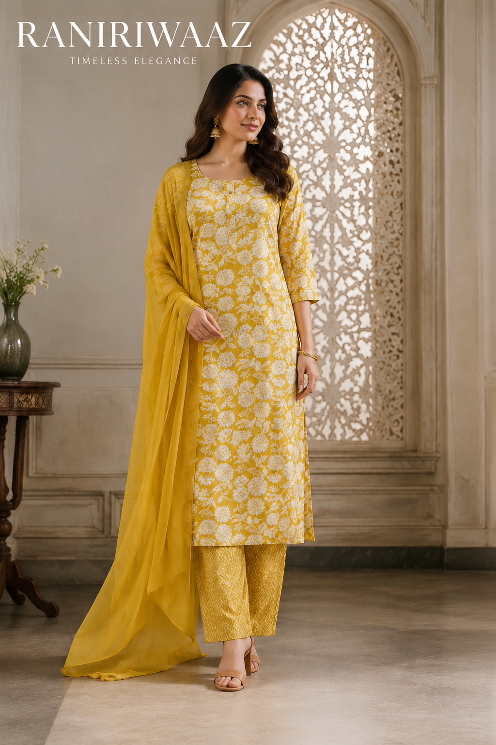 Sunlit Marigold Charm Printed Kurta Set