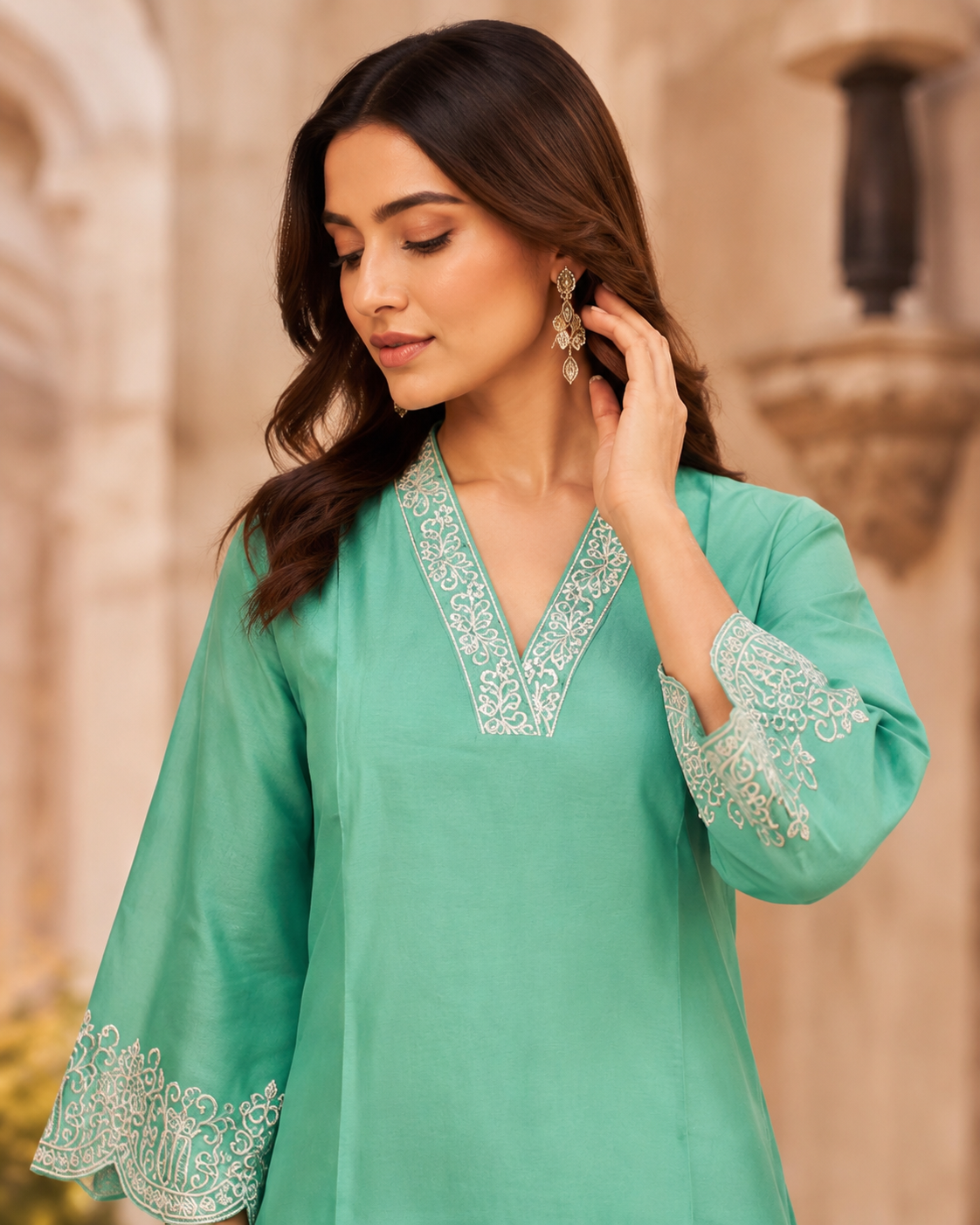 Mint Grace Embroidered Co-Ord Set