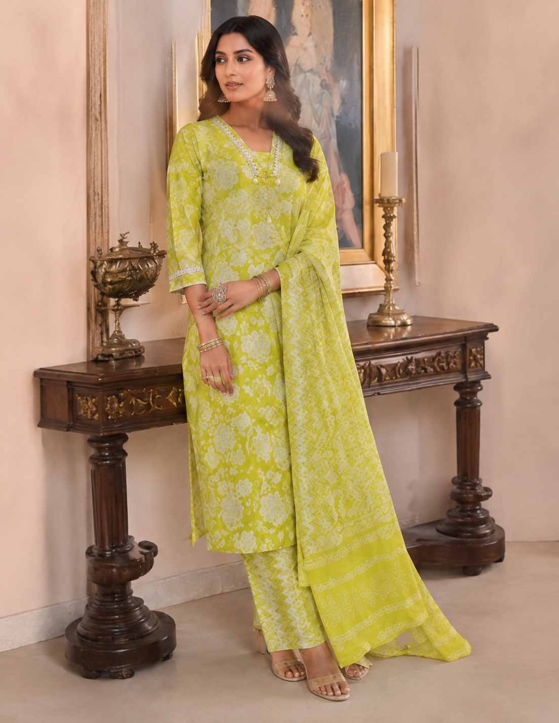 Lime Petal Luxe Kurta Set