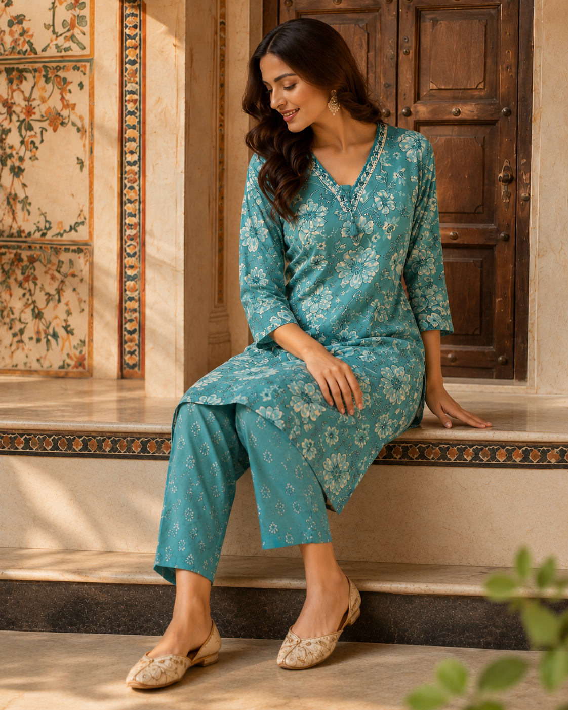Raniriwaaz Blue Petal Grace Suit Set