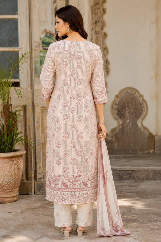 Blush Rose Chikankari Cotton Kurta Set