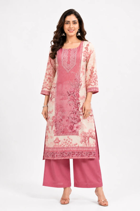 Scenic Bloom Embroidered Muslin Silk Kurta Set