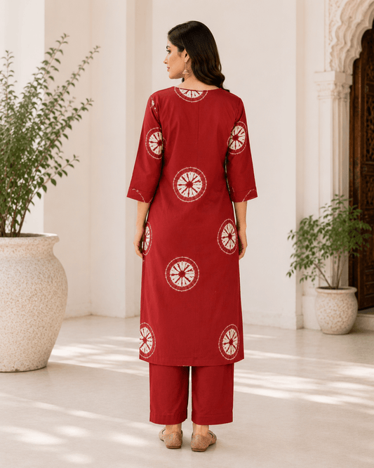 Rust Radiance Printed Cotton Kurta Set