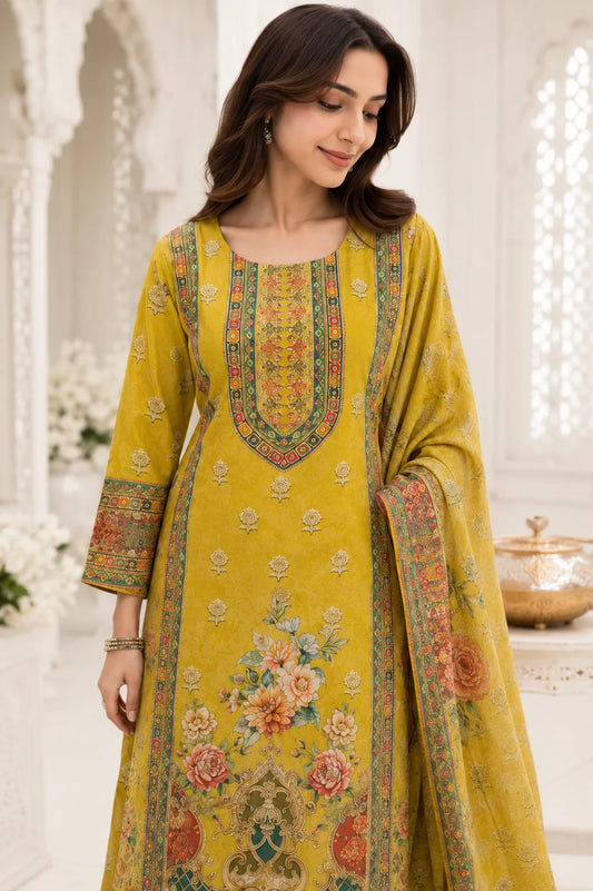 Meher Goldwork Muslin Silk Kurta Set
