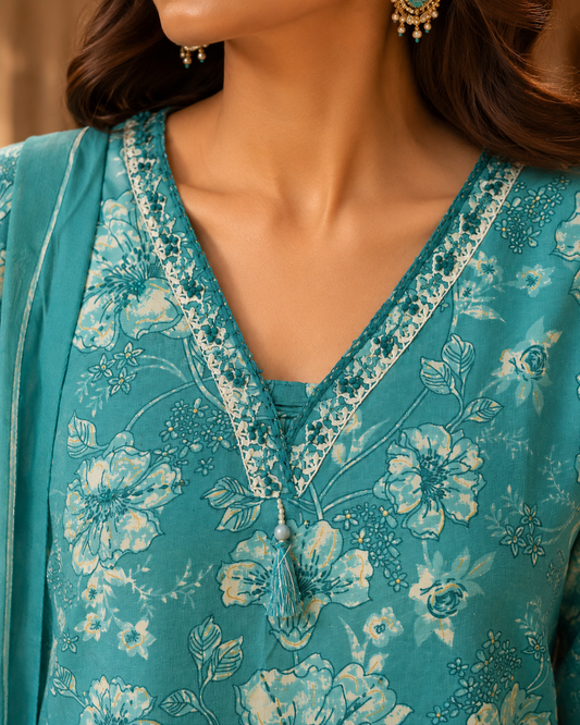 Raniriwaaz Blue Petal Grace Suit Set