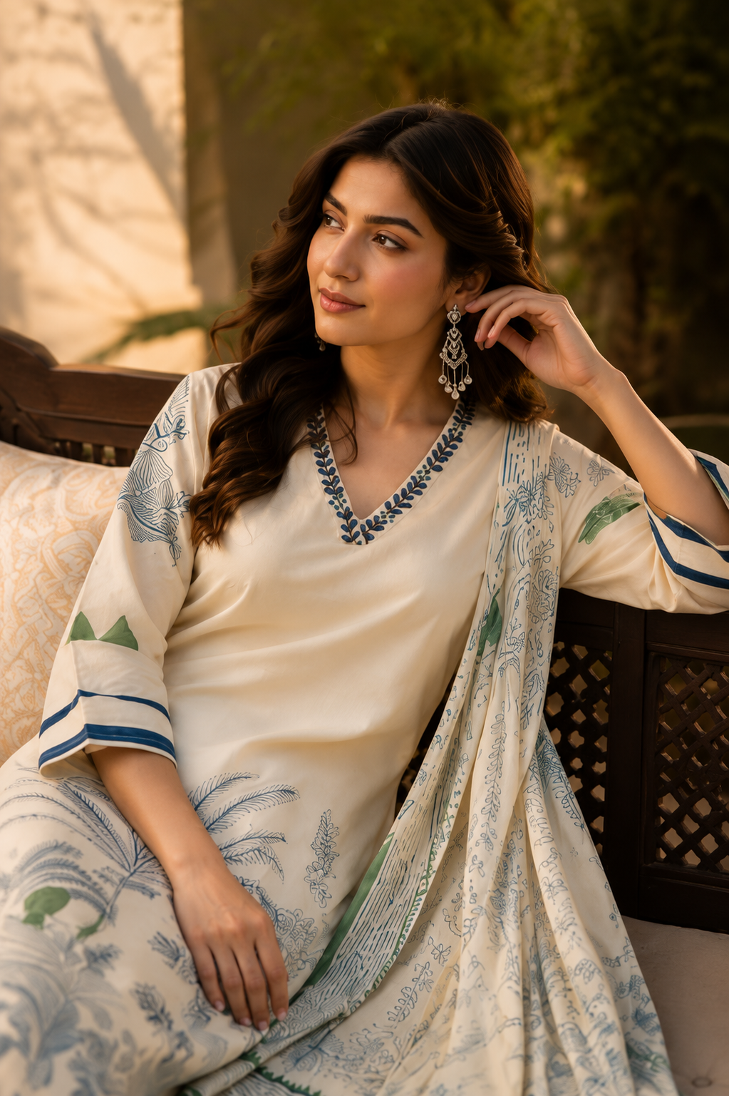Raniriwaaz Ivory Heritage Garden Kurta Set