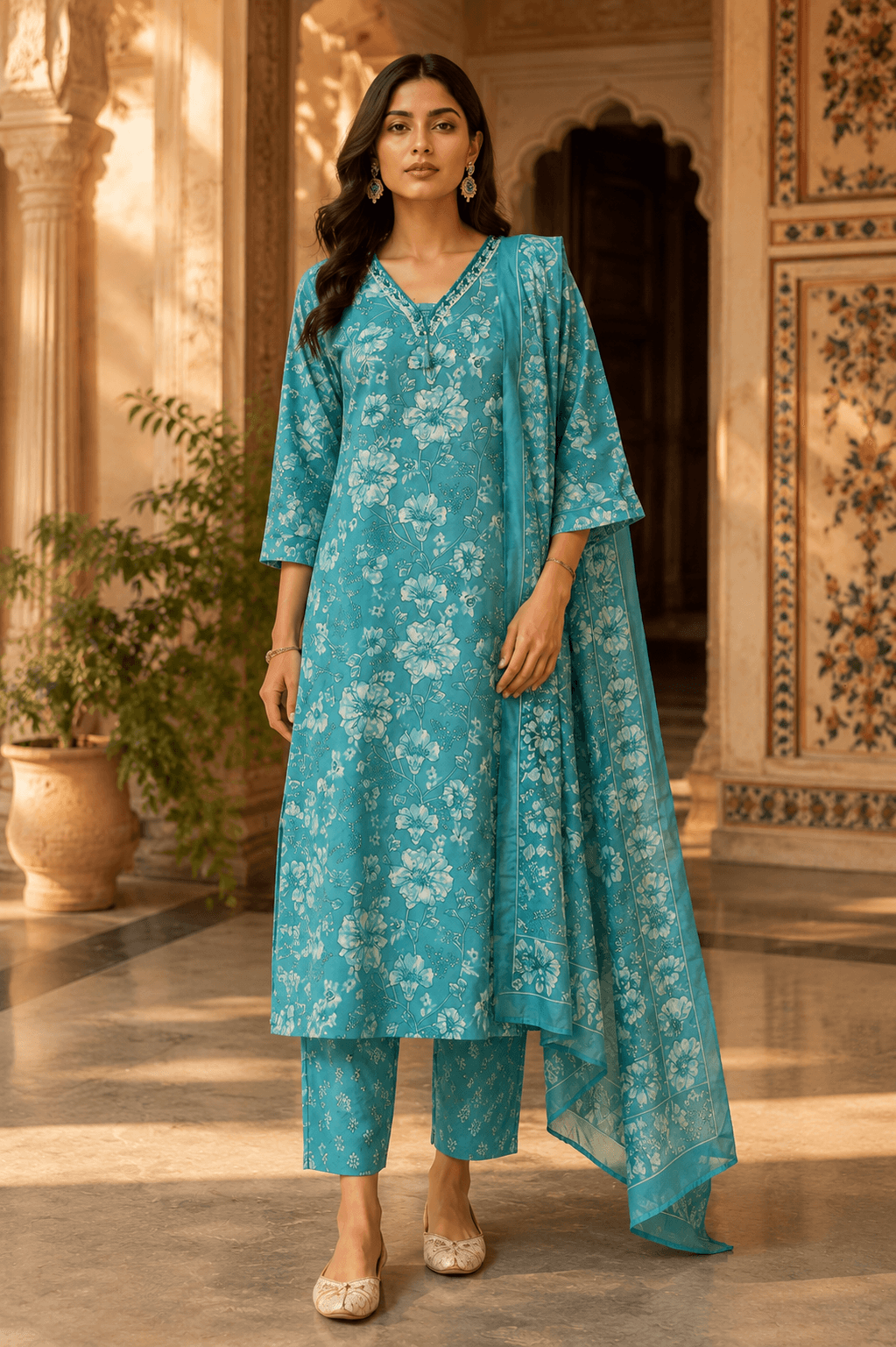Raniriwaaz Blue Petal Grace Suit Set