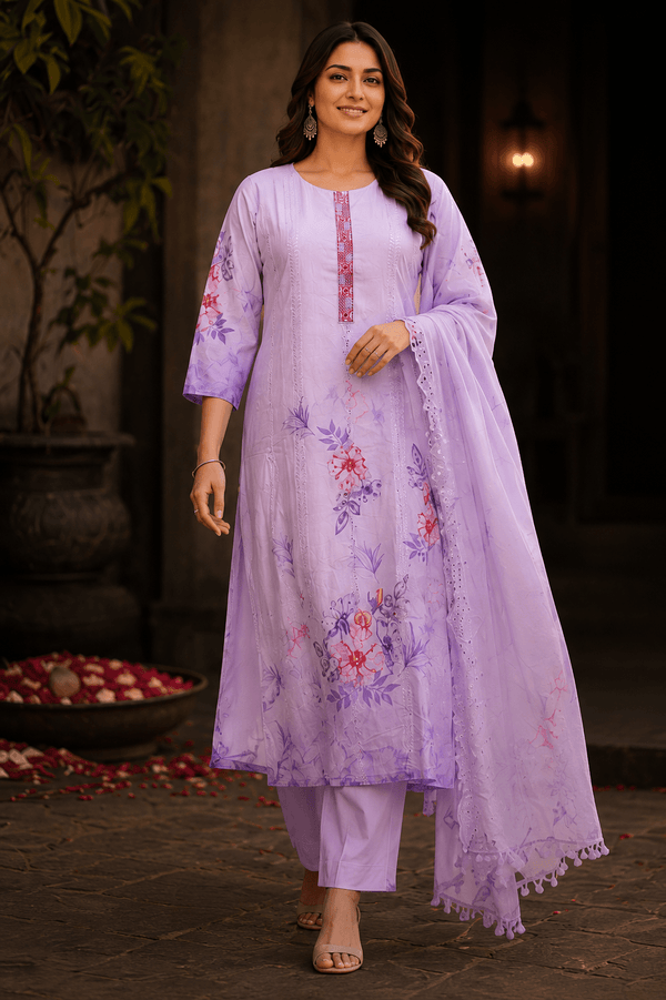 Raniriwaaz Lavender Bloom Kurta Set