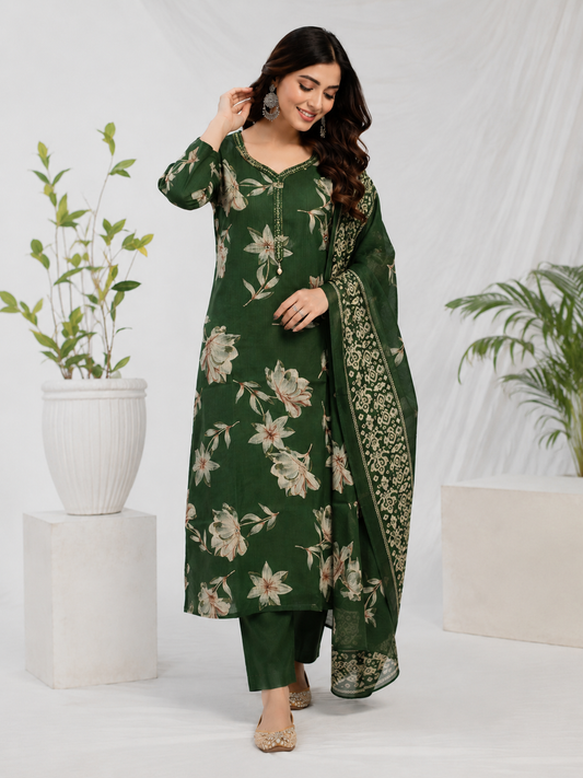 Raniriwaaz Emerald Bloom Kurta Set
