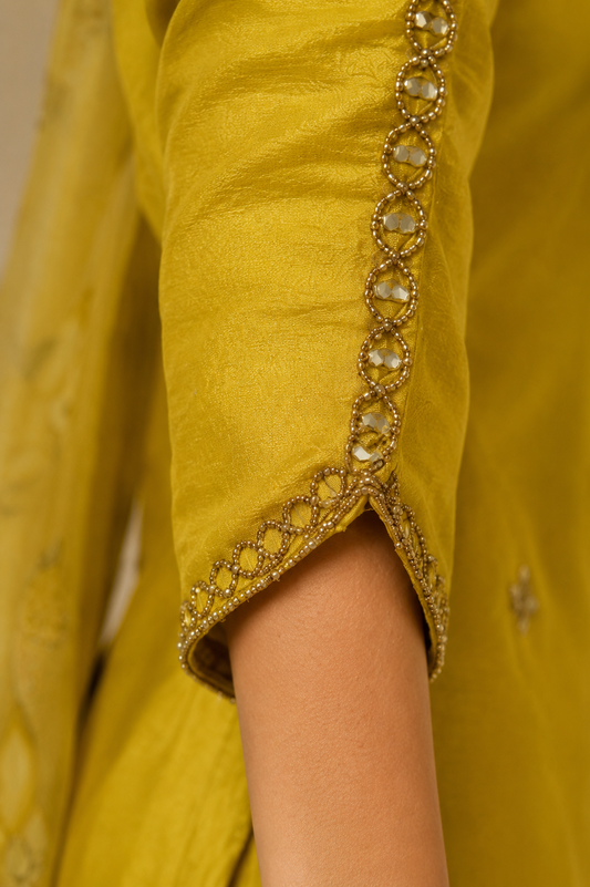 Raniriwaaz Mehandi Noor Silk Kurta Set