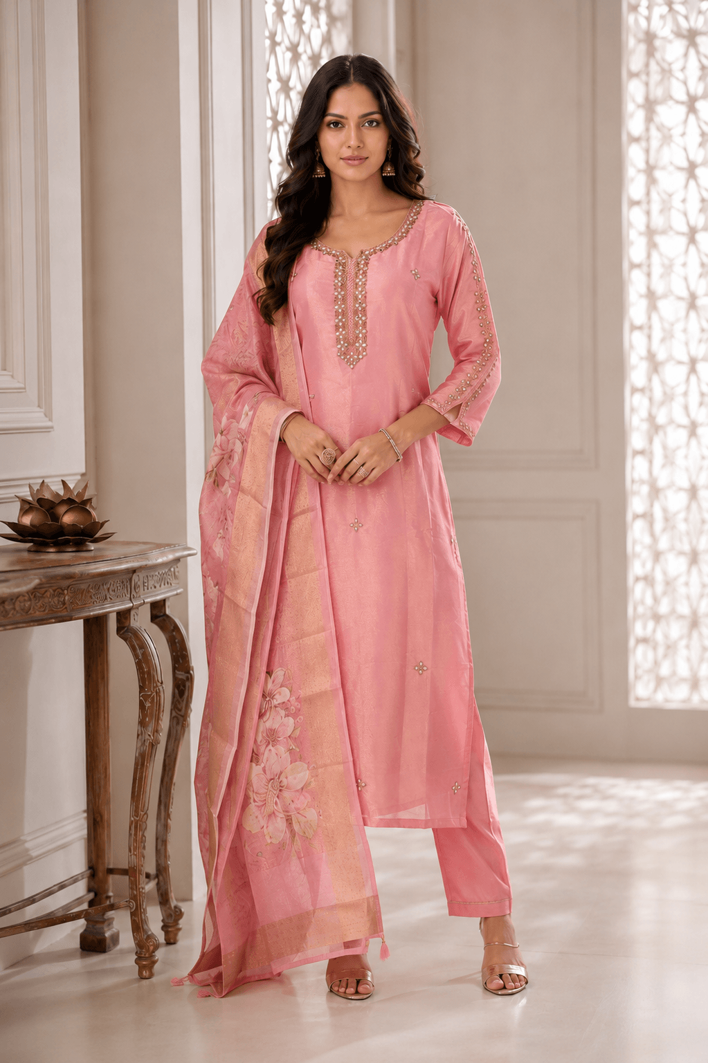 Rosé Royale Mirror Work Shimmer Kurta Set