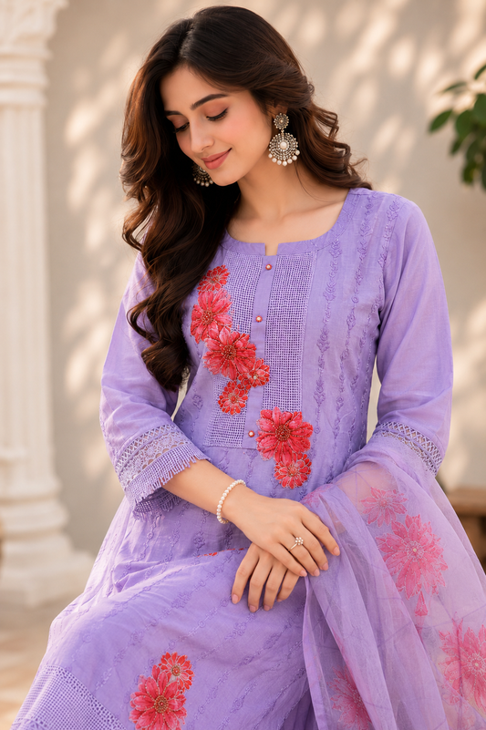 Raniriwaaz Lavender Petal Elegance Kurta Set