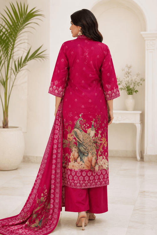 Raniriwaaz Peacock Bloom Hot Pink Kurta Sets
