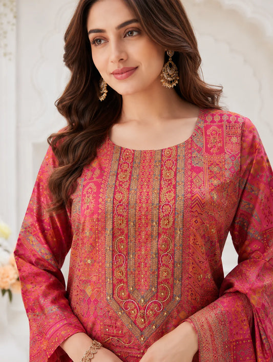 Gulnaar Pure Dola Silk Kurta Set